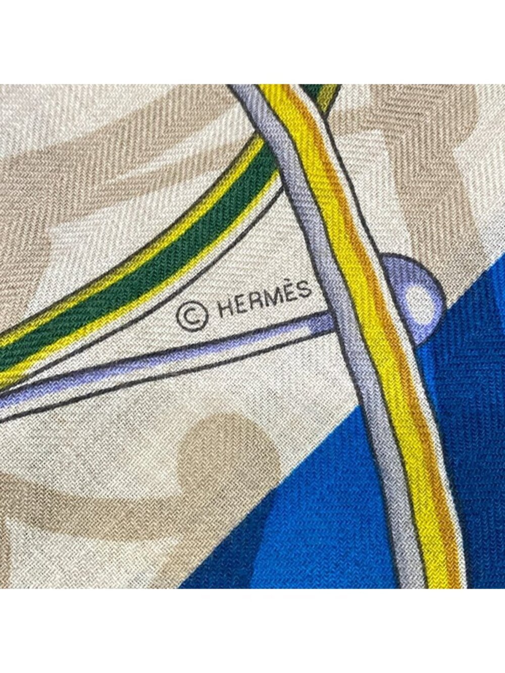 Hermes Shawl Carre Geant 140 Beige Black Multi Cashmere Silk Scarf - Picture 3 of 7